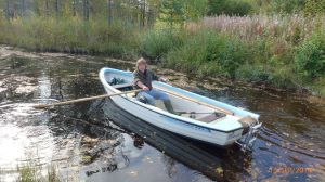 Unser Angel- und Badeboot auf dem Venjansee 